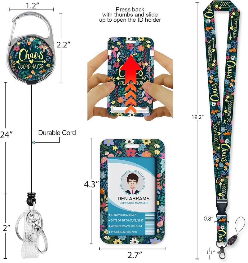 Piefly Lanyards for Id Badges, Funny Badge Holder with Retractable Reel Belt Clip, Chaos Coordinator Work Name Tag Lanyard Vertical ID Card Protector Case for Women Nurse Doctor Teacher Student - Image 5